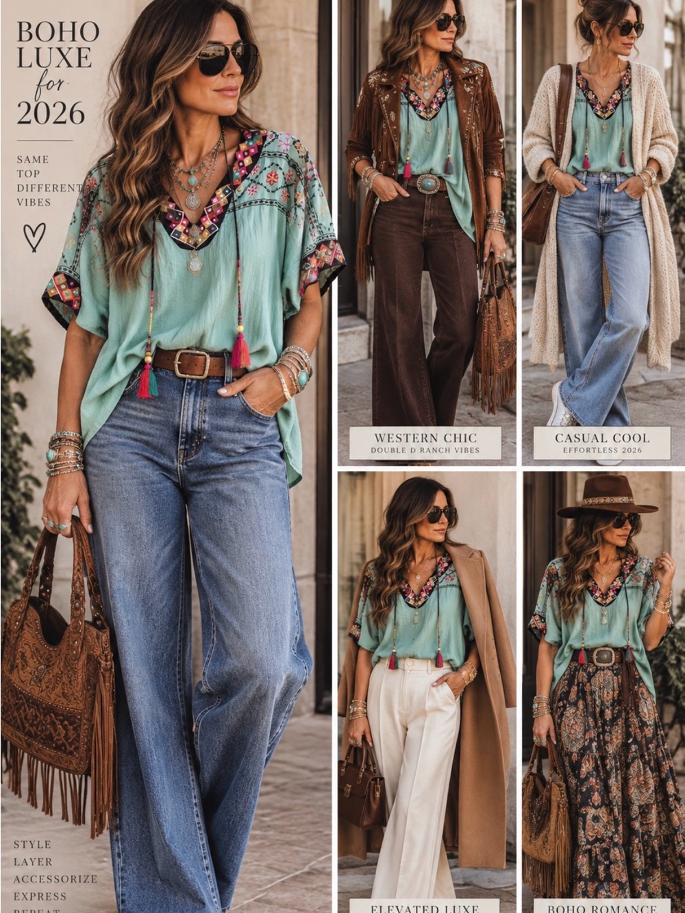 Double D Ranch Embroidered Boho Western Top Tunic Tassels Size S